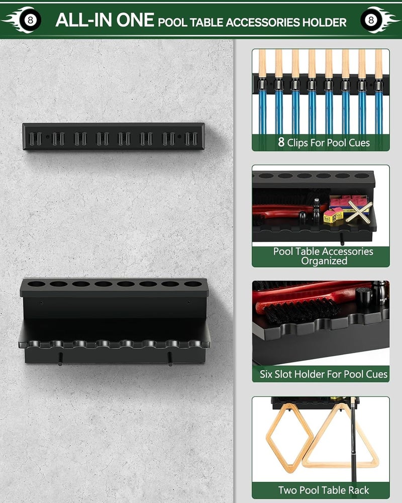 EXTCCT Pool Cue Rack Stick Holder Billiards Pool Cue Rack Hardwood Pool Cue Set Holder for 8 Cues Sticks Storage Pool Table Accessories Equipment Organizer - Image 4